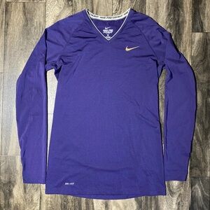 Nike Pro Combat Hyperwarm Fitted Shirt Men's Medium Blue Dri Fit Long Sleeve